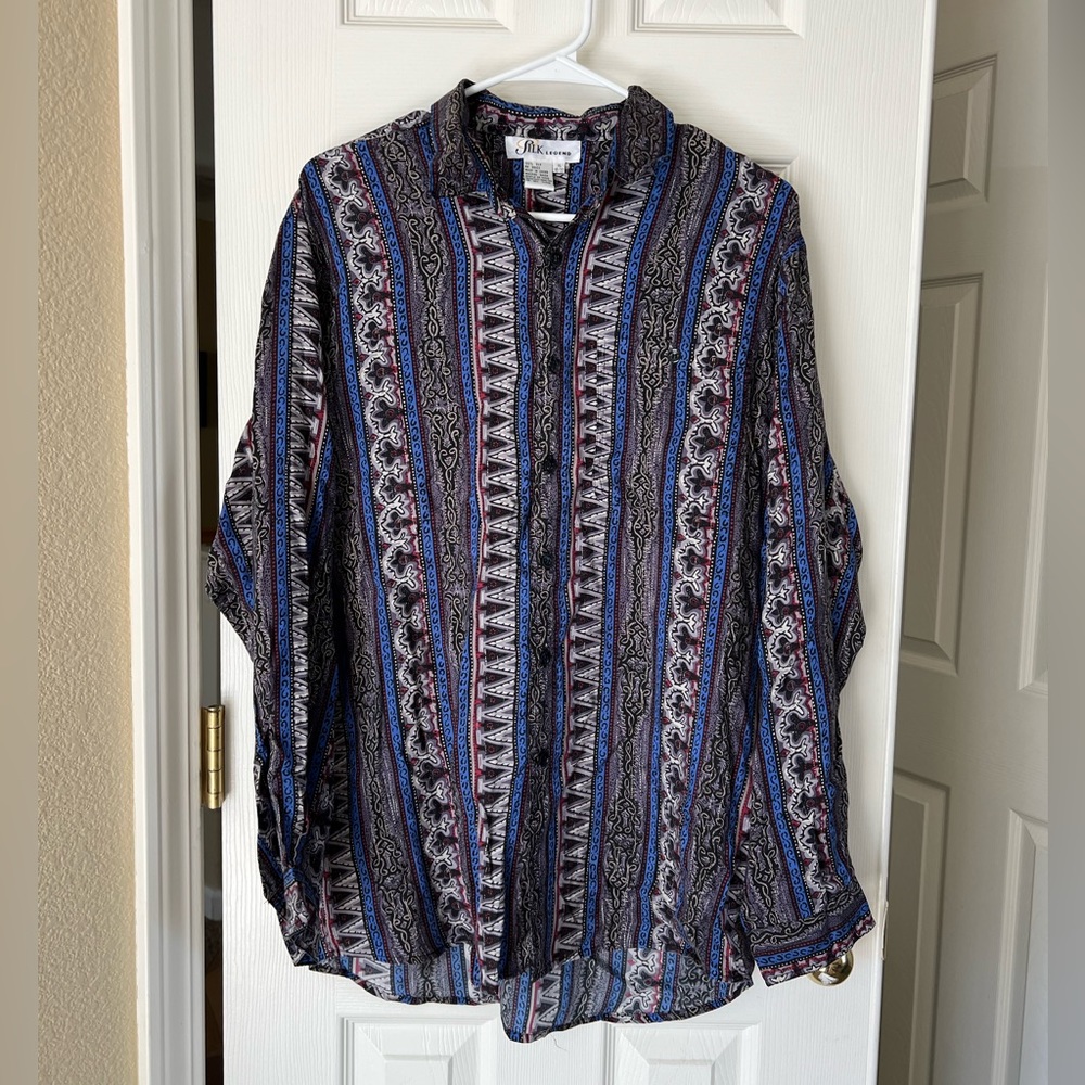 Silk Legend 100% Silk Long Sleeve Button Up Shirt